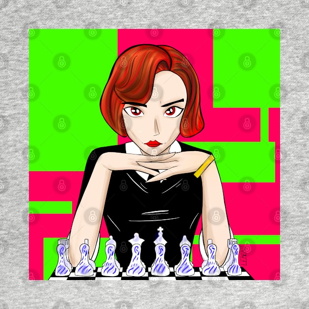 beth harmon the master in chess in queen's gambit by jorge_lebeau